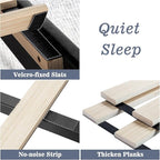 Allewie King Bed Frame/Velvet Upholstered Bed Frame with Vertical Channel Tufted Headboard/Strong Wooden Slats/Platform Bed Frame/Mattress Foundation/Box Spring Optional/Easy Assembly/Black