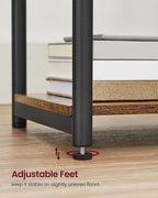 VASAGLE End Table with Charging Station, Small Side Table for Living Room, Bedroom, Nightstand with Outlets and USB Ports, Bedside Table with Storage Shelf, Rustic Brown and Black
