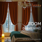 Lazzzy Velvet Blackout Curtains Thermal Insulated Room Window Drapes Super Soft Luxury Curtains for Living Room Bedroom Rod Pocket 2 Panels, Burnt Orange, 52" W x 108" L