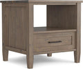 SIMPLIHOME Ela SOLID WOOD 20 inch Wide Rectangle Transitional End Table in Smoky Brown for the Living Room and Bedroom