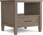 SIMPLIHOME Ela SOLID WOOD 20 inch Wide Rectangle Transitional End Table in Smoky Brown for the Living Room and Bedroom