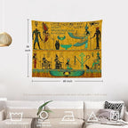 Batmerry Yellow Ancient Egyptian Tapestry, Horus Wall Art Hanging Decoration Polyester Fiber White Ruffled Around For Dorm Room Bedroom Living Room, 30 X 40 Inches