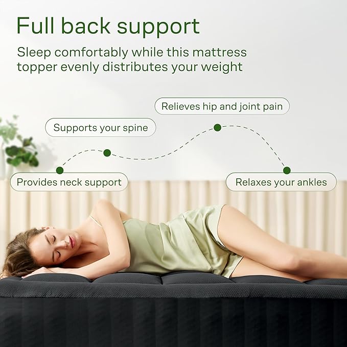 Ultra Soft Twin XL Size Mattress Topper - Viscose Made from Bamboo Pillow Top Mattress Pad for Back Pain Relief - Naturally Cooling for Hot Sleepers, Black