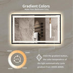 LED Mirror, 40x24 Inch Black Framed Gradient Front and Backlit Lighted Vanity Mirror, 3 Colors Dimmable CRI>90, IP54 Enhanced Anti-Fog Wall Mounted LED Bathroom Mirror