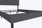 DHP Janford Upholstered Bed, Chic Grey Linen Platform Queen Bed with Modern Headboard, Sturdy Wood and Metal Frame