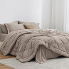 Love's cabin California King Comforter Set Burlwood, 7 Pieces California King Bed in a Bag, All Season Bedding Sets with 1 Comforter, 1 Flat Sheet, 1 Fitted Sheet, 2 Pillowcase and 2 Pillow Sham