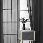 KEQIAOSUOCAI Patio Door Sheer Curtain Panels - 108 inch Length Ceiling to Floor Extra Long Voile Drape Curtains Window Treatment for Sliding Glass Door (Jet Black,2 Pieces,W 54 x L 108 inches Long)
