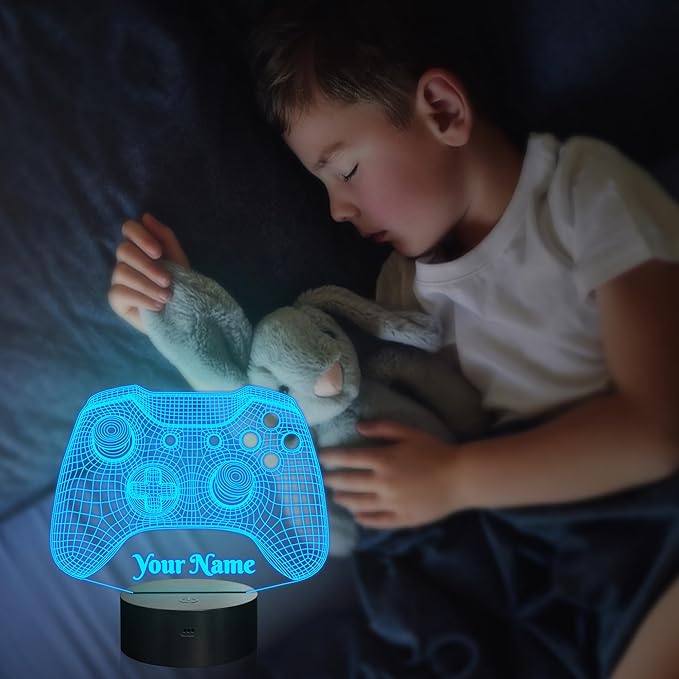 Attivolife Personalized 3D Game Theme Night Light, Table Desk Lamp Engraved Name Letter, Multicolor Custom LED Best Home Decor Birthday Christmas Gifts Toys for Boys Girls Kids