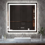 LED Mirror for Bathroom, 36x36 Inch, 3 Colors Dimmable CRI>90 Double Lights, Enhanced Anti-Fog, Hanging Plate Wall Mount Lighted Vanity Mirror