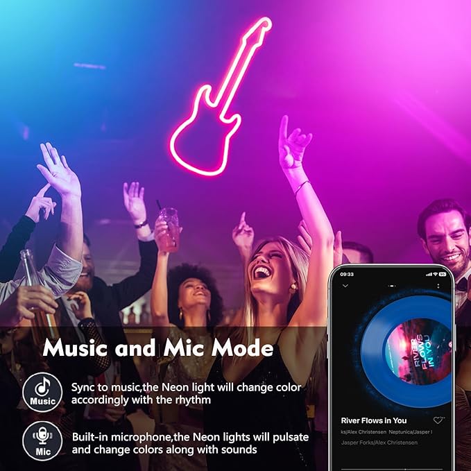 50Ft Neon Rope Lights,Flexible Led Rope Lights Control with App/Remote,Multiple Modes Rope Lights,IP67 Outdoor Waterproof,Music Sync Light Strip for Bedroom