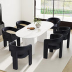 Modern Barrel Dining Chairs Set of 3, Velvet Upholstered Accent Side Chair with Arms Comfy Makeup Vanity Chairs, Dining Living Room Kitchen Chairs, Black