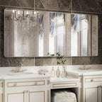 ISKM Large Bathroom Vanity Mirror, 72 x 32 Inch Mirror for Wall Brushed Silver Metal Frame Rectangular Wall Mounted Minimalist Farmhouse Home Decor Hangs Horizontal or Vertical