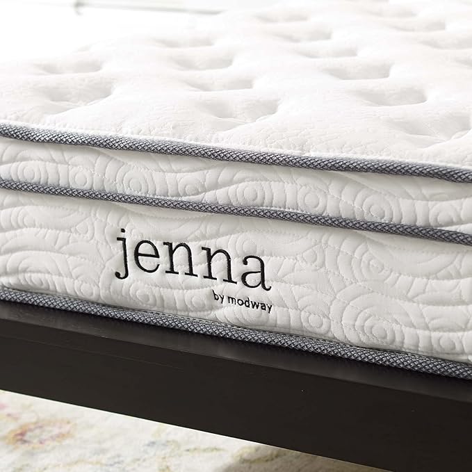 Modway Jenna 8” Innerspring and Memory Foam Twin Mattress With Individually Encased Coils, White