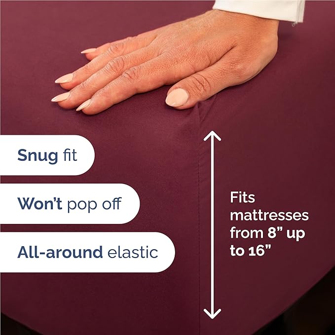 Twin XL 4 Piece Sheet Set - Comfy Breathable & Cooling - Ultra-Soft Hotel Luxury Bedding Set w/ 8-16 Inch Deep Pockets - 1 Flat & 1 Fitted Sheet & 2 Pillowcases - Wrinkle Free & Easy Care - Burgundy