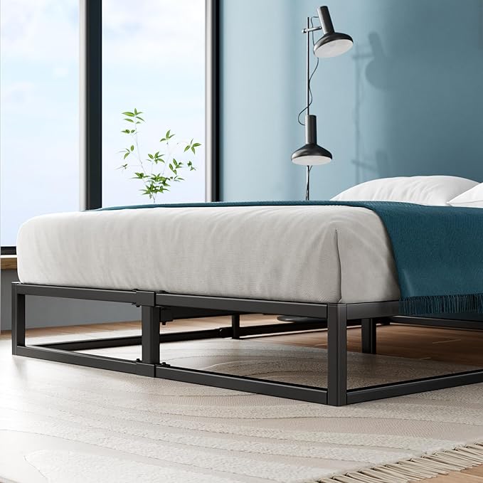 Zinus Joseph 10 Inch Platform Bed Frame, Wood Slat Support, No Box Spring Needed, Eco Friendly WonderBox(TM) Packaging, Easy Assembly, Black, Queen