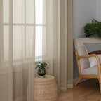 Aiyufeng Taupe Sheer Curtains 63 Inches Long 2 Panels Set, Semi Transparent Voile Rod Pocket Sheer Window Drapes for Bedroom Bed Canopy Living Room Dining Wedding Party Backdrop, 40W x 63L inch