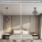 Black Chandelier Small Crystal Chandelier Lighting Modern Mini Hanging Light Fixtures with 1 Light