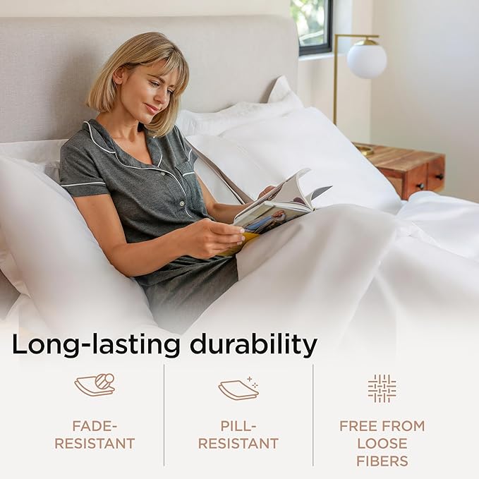 Threadmill Luxury Queen Sheet Set 800 Thread Count for Queen Size Bed - Hotel White Sateen Queen Bed Sheets, Better Than Egyptian Cotton,4 Pc Solid Soft Breathable Bed Set, Fits 16" Deep Pocket