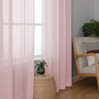 Aiyufeng Blush Pink Sheer Curtains 63 Inch Length 2 Panels Set, Light Filtering Airy Rod Pocket Light Pink Window Curtain Treatment Drapes for Kitchen Bedroom Living, Each 40Wx63L Inches