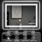 23.6" x 31.5" LED Bathroom Mirror with Lights, Front and Backlit Mirror, Anti-Fog Lighted Vanity Mirror, Stepless Dimmable, 3 Colors LED Mirror (Horizontal/Vertical)
