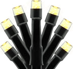 YULETIME 100 ft 300 Count Warm White LED String Lights with 8 Models Adapter, Black Wire Wide Angle 5mm Christmas Lights (Warm White - Black Wire)