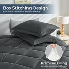 HEVUMYI Cali-King Comforter Set - 7-Piece All Season Bed in a Bag Cali-King, Ultra Soft Bedding Set with Comforter, Flat Sheet, Fitted Sheet, Pillowcases, Pillow Shams, Dark Grey & Light Grey