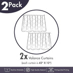 Ambesonne Ethnic Window Valance Pack of 2, Messy Waves and Small Triangles Indonesian Traditional Pattern Watercolors, Rod Pocket Curtain Valances for Kitchen Bedroom, 42" X 12", Navy Blue and Cream