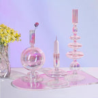 Rtteri 3 Pcs Glass Candlestick Holders Glass Candle Holders Groovy Wavy Elegant Taper Candle Stick for Wedding Home Birthday Party Christmas Halloween Decoration Windowsill Decor(Colorful)