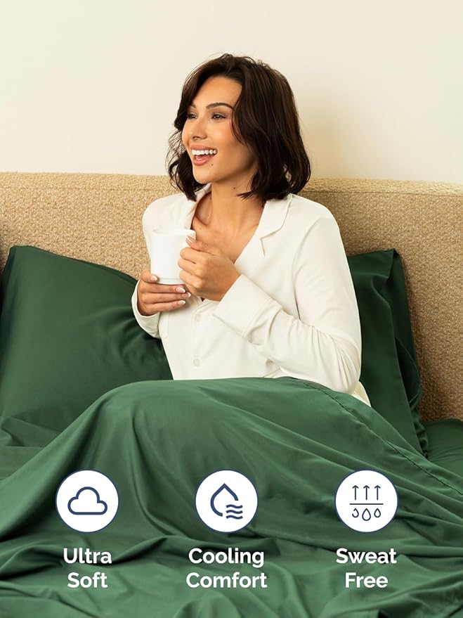 Extra Deep King Sheet Set - 6 Piece Breathable and Cooling Sheets - Hotel Luxury Bed Sheets Set - Easy Fit - Soft, Wrinkle Free and Comfy Sheets Set - Emerald Green Sheet Set with Extra Deep Pockets