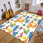Cute Dinosaur Seamless Area Rug Outdoor Patio Rug Play Mat Modern Floor Carpet Non-Slip Home Decor Living Room Kids Bedroom Nursery, 6x9 ft