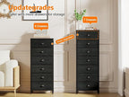 Furnulem Bedroom Dresser, Tall Chests of Drawers with 7 Fabric Bins, Black Organizer in Closet, Dorm, Living Room, Nursery, Hallyway-Storage Tower Unit, Sturdy Steel Frame