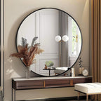 Round Mirror 30 inch, Large Round Mirror, Black Circle Mirrors Aluminum Frame, Circle Mirrors for Wall, Bathroom, Living Room, Hallway.