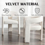 Modern Barrel Dining Chairs Set of 8, Velvet Upholstered Accent Side Chair with Arms Comfy Makeup Vanity Chairs, Dining Living Room Kitchen Chairs, Beige