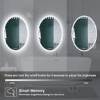 Wall-Mounted LED Oval Bathroom Mirror, Makeup Mirror (32 inches x 24 inches,) 3 Color Stepless Dimmable Memory Bathroom Vanity Mirror with Lights CRI90+ 3000-6400K Smart Mirror with Touch