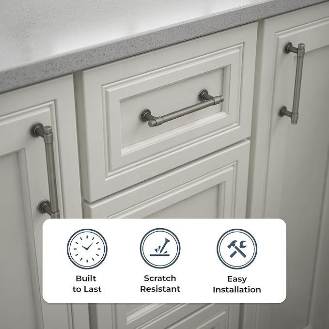 Franklin Brass Francisco (1-Pack) Cabinet Handles 5-1/16" Hole Center Pulls | Heirloom Silver Hardware for Kitchen Drawers, Dressers, Furniture P29618-904-C