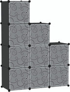 C&AHOME Cube Storage Organizer with Doors, 9-Cube Shelves, Closet Cabinet, DIY Plastic Modular Bookshelf, Storage Shelving Ideal for Bedroom, Living Room, 36.6”L x 12.4”W x 36.6”H Black USHS3009B-DOOR
