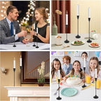 Black Candlestick Holders Set of 6, Metal Taper Candle Holders, Classic Decorative Candle Stick for Christmas, Wedding, Party, Dinner Tables,Home Décor