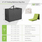 Cuddly Nest Folding Mattress Storage Bag - Heavy Duty Carry Case for Tri-Fold Guest Bed (Fits 4" Full Mattress, Black)