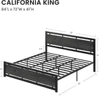 LIKIMIO California King Bed Frame with Headboard and Footboard, Metal Strong Supports, Easy Assembly, Noise-Free, No Box Spring Needed, Charcoal Grey