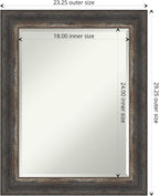 Amanti Art Brown Bathroom Mirror for Over Sink, 29x23 Bark Rustic Char Rectangle Vanity Mirror, Medium Country Rustic Frame, Hangs Horizonally and Vertically, Bathroom Wall Decor, Beveled Edge