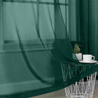 OVZME Hunter Green Sheer Curtains 72 Inches Long 2 Panels - Soft Light Filtering Window Sheer Panels for Living Room/Bedroom, Top Dual Rod Pocket, 1 Pair, Each 42Wx72L Inches