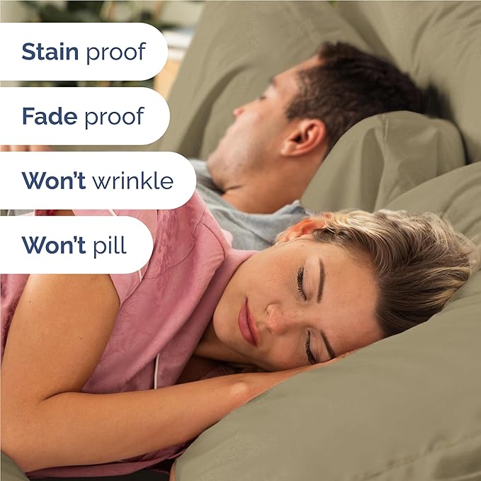 Twin XL 4 Piece Sheet Set - Comfy Breathable & Cooling - Ultra Soft Hotel Luxury Bedding Set w/ 8-16 Inch Deep Pockets - 1 Flat & 1 Fitted Sheet & 2 Pillowcases - Wrinkle Free and Easy Care - Khaki
