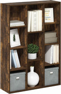 Furinno LUDER Book Shelf, 11-Cube Bookshelf, Reversible Bookcase, 9.4" x 29.1" x 41.7", for Living Room, Bedroom, Home Office, Amber Pine