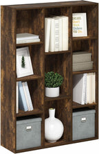 Furinno LUDER Book Shelf, 11-Cube Bookshelf, Reversible Bookcase, 9.4" x 29.1" x 41.7", for Living Room, Bedroom, Home Office, Amber Pine