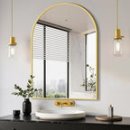 Delma Arched Bathroom Mirror, 26"x38" Wall Mounted Vanity Mirror for Bedroom, Living Room and Entryway, Gold