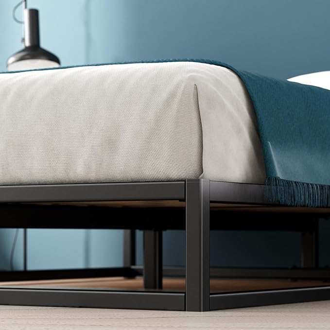 Zinus Joseph 10 Inch Platform Bed Frame, Wood Slat Support, No Box Spring Needed, Eco Friendly WonderBox(TM) Packaging, Easy Assembly, Black, Queen