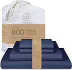 Threadmill Luxury 800 Thread Count Full Size 100% Cotton Sheets - Folkstone Blue Sateen Weave Bed-Sheets, Better Than Egyptian Cotton, 4 Pc Solid Bed Set, Fits 16" Deep Pocket