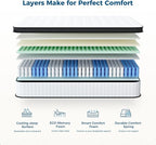 Inofia 10 Inch Queen Hybrid Double Mattress in a Box - Medium Firm, Memory Foam & Pocket Springs, Fiberglass Free, Motion Isolation, Pressure Relief, Edge Support, 10-Year Support, CertiPUR-US