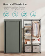SONGMICS Portable Closet, 34.6 Inch Large Capacity Wardrobe Closet Organizer with Fabric Cover, Hanging Rods and Shelves, 34.6 x 17.7 x 66.1 Inches, for Bedroom, Living Room, Sage Green URYG084C02