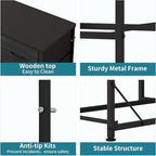 LUMTOK 10-Drawer Dresser, Fabric Dressers Drawers for Bedroom, Hallway, Nursery, Closets, Steel Frame, Wood Top, Easy Pull Handle (Black Wood Veins)